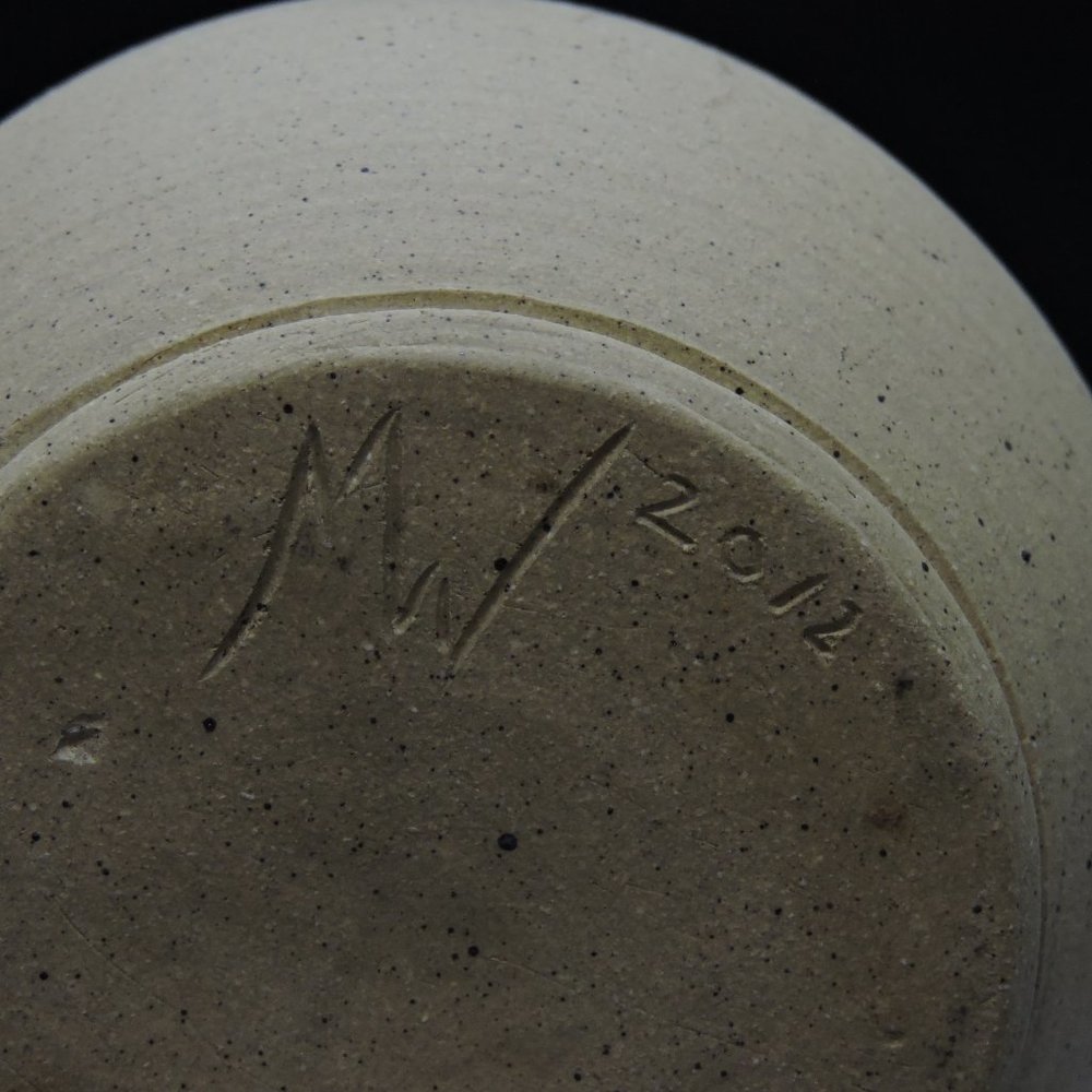 Stoneware Banded Glaze Magnolia Flower Vase Signed - Picture 13 of 15